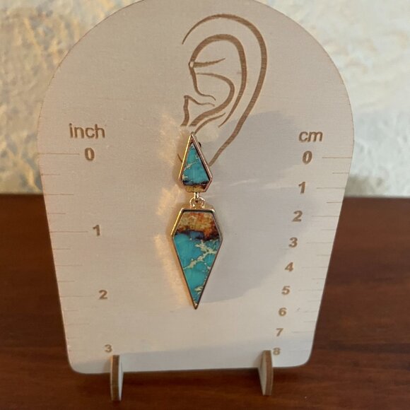 Bundle 3 for $12. Bonaluna Geometric Turquoise Style Drop Earrings - Picture 2 of 3